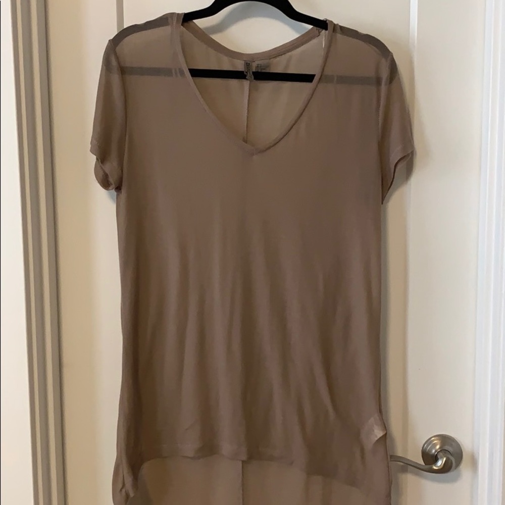 Sheer V-neck T-shirt